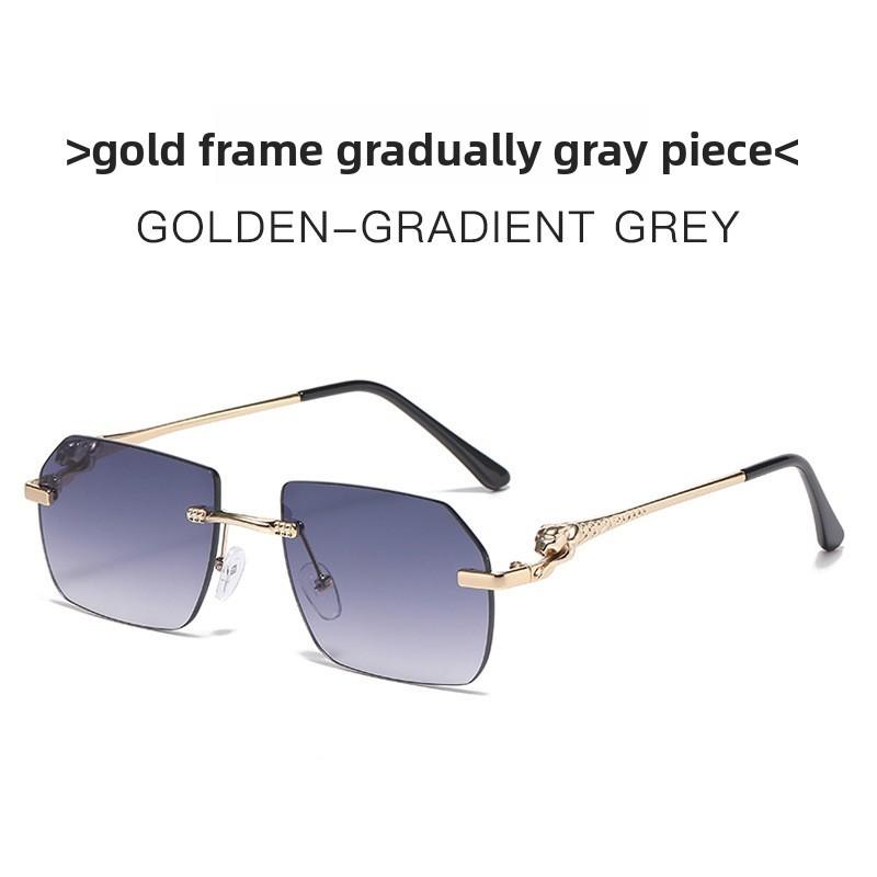 Leopard Pattern Womens Frameless Sunglasses With Pc Lenses For Trendy Street Style