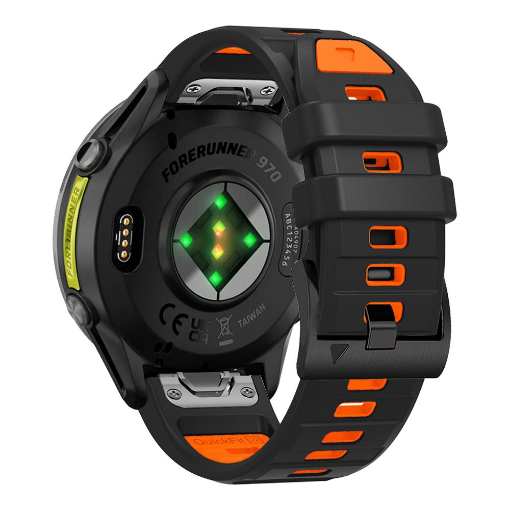 QuickFit 22mm Two-Tone Silicone Band For Garmin Forerunner 970 965 955 Solar 945 935 745 Descent G2 Fenix E Watch Strap Bracelet