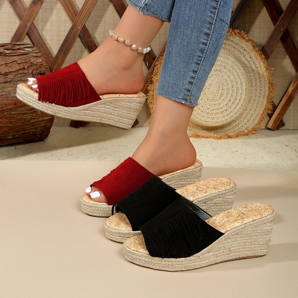Fashion Summer Wedges Slippers Platform High Heels Slippers Ladies Outside Basic Clog Wedge Shoes Women Platform Sandals Slides Women