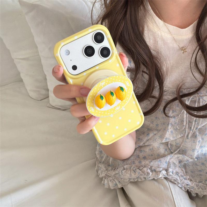 3D Lemon Peach Magnetic Stand Case for iPhone 17/16 Pro Max/15 Pro