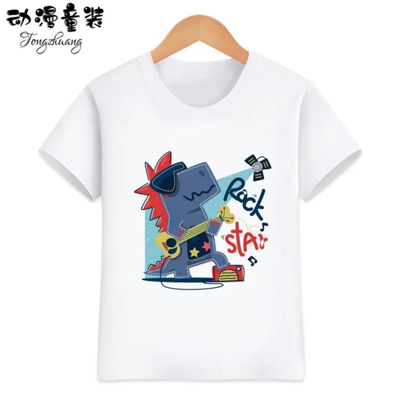 Cute Little Dinosaur Shortsleeved Tshirts for Children Boys And Girls Modal Top Baby Brother Outfits Kids Clothes