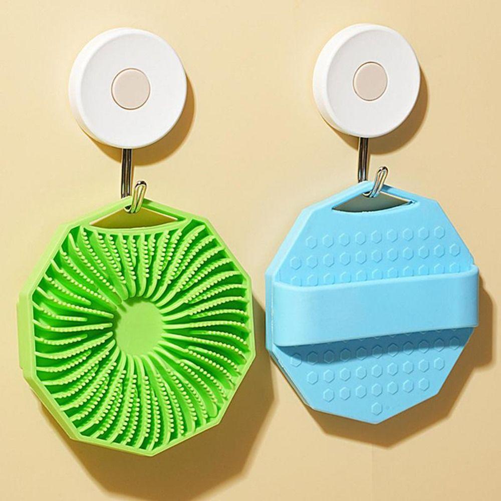 Polygon Silicone Bath Brushes Storage Hanging Drainage Body Exfoliating Skin Scrubber Easy To Clean