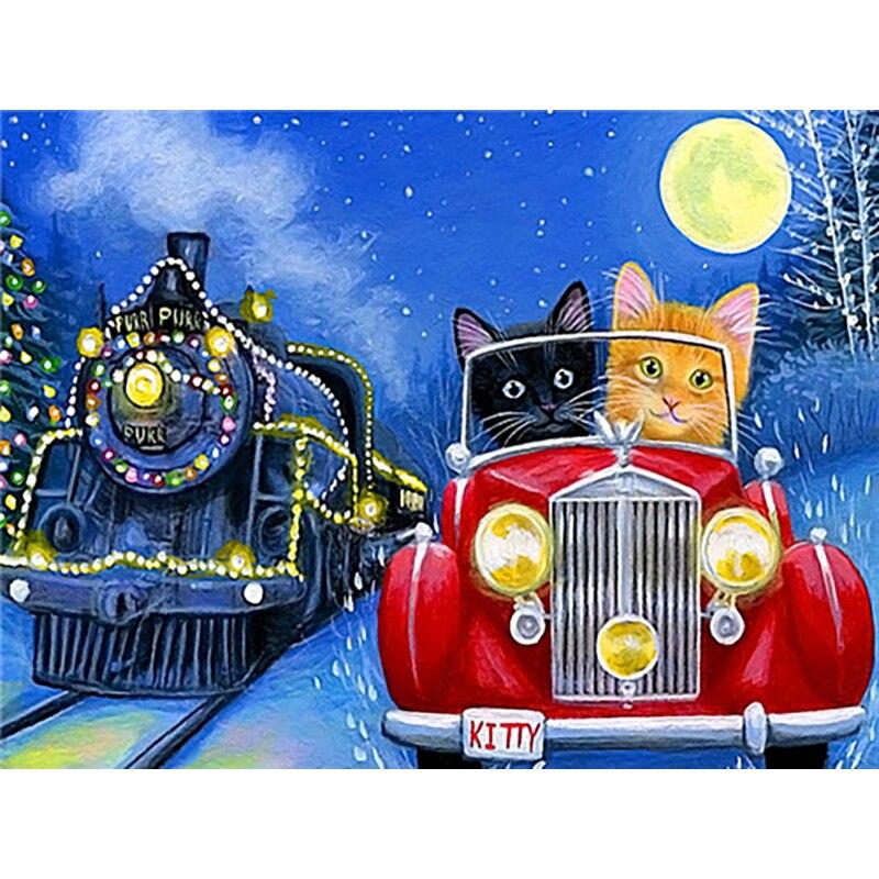 New 5D DIY Diamond Painting Car Diamond Embroidery Winter Cross Stitch Full Round Drill Crafts Home Decor Manual Art Gift