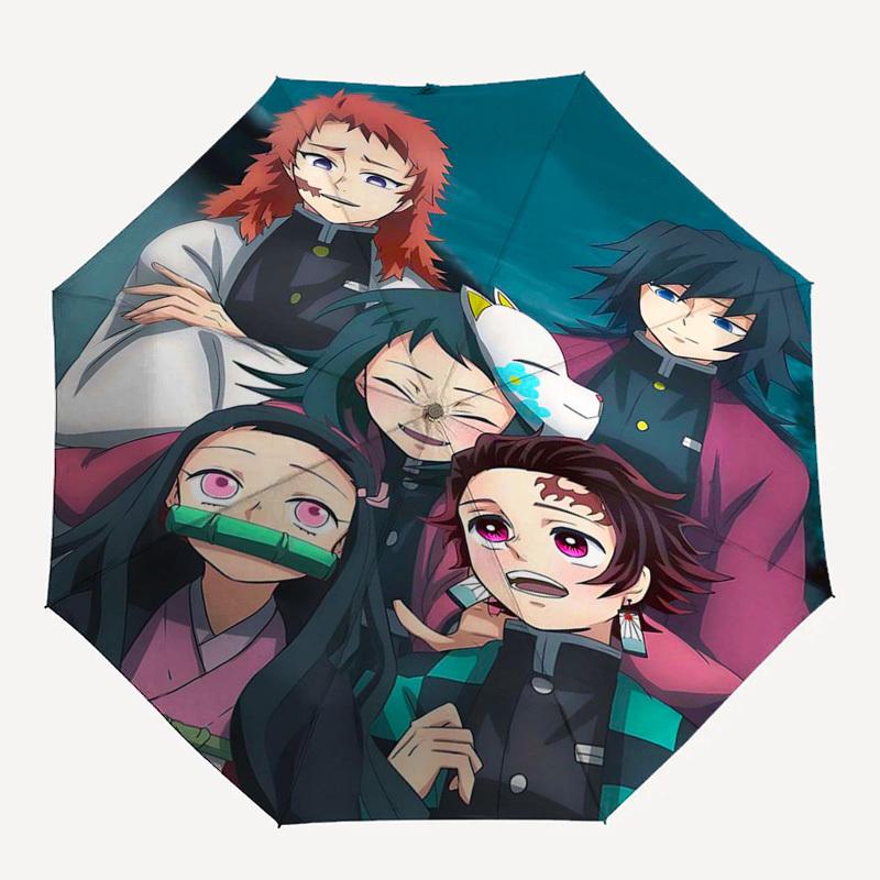 1pc Outdoor Umbrella with Demon Slayer Characters, Automatic Opening/Closing, Portable 3-Fold Design, 8-Rib Iron Frame, Perfect Gift for Fans, Tr