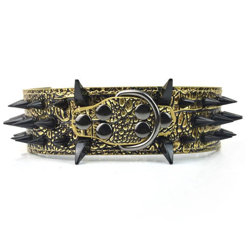 Zestaw obroży dla psa: Skórzana obroża przeciw ugryzieniom i smycz łańcuchowa z nitami dla owczarków niemieckich, pitbulli, dobermanów, buldogów francuskich.