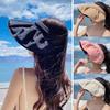 1pc Soft Foldable Summer Outdoor Beach UV Protection Sun Hat Shell Umbrella Hat Bucket Caps Hair Hoop