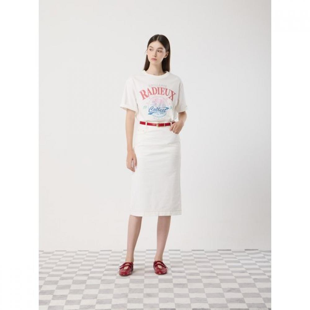 Cc Collect. Midi H Line Denim Skirt C252psd432 white/66