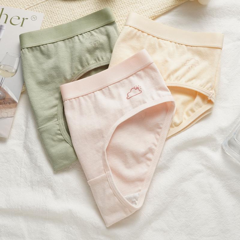 Women's Low Waist Vertical Striped Cotton Panties Simple Comfortable Briefs Four Seasons Wearable Underwear