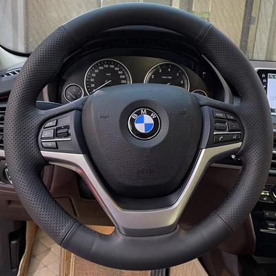Car Accessorie For BMW X5 F15 2013 2014-2018 X6 F16 2015 - Hand Stitch Microfiber Leather Braid Car Steering Wheel Cover