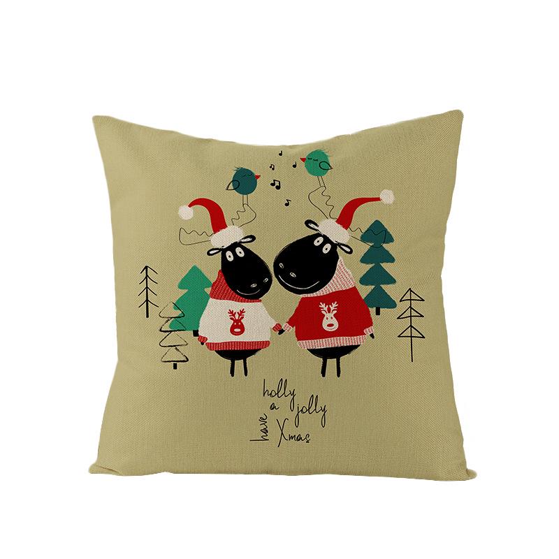 Christmas Polyester Pillow Cover Cartoon Digital Print Cushion Cover New Home Decoration Cushion Cover