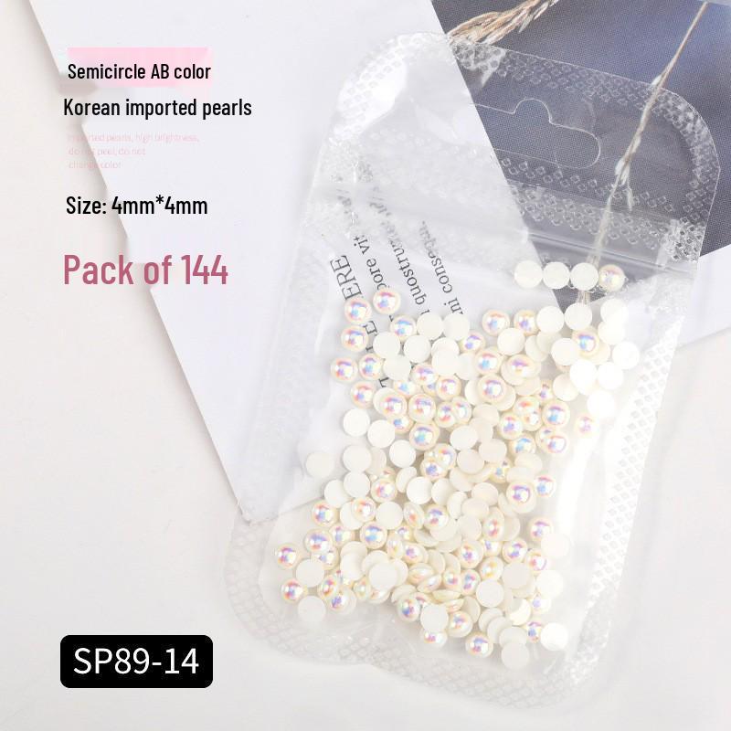 Korean Iridescent AB Pearl Nail Art Stickers - Various Sizes & Shapes