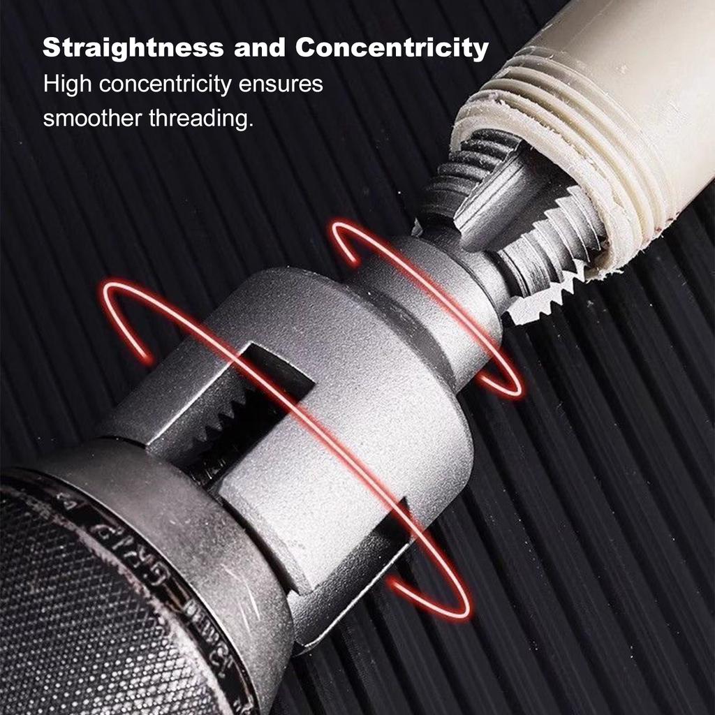 Integrated Internal External Pipe Threading Tool 1/2in 3/4in 1in Dual-Function Drill Compatible Threading Tool for Home Repairs