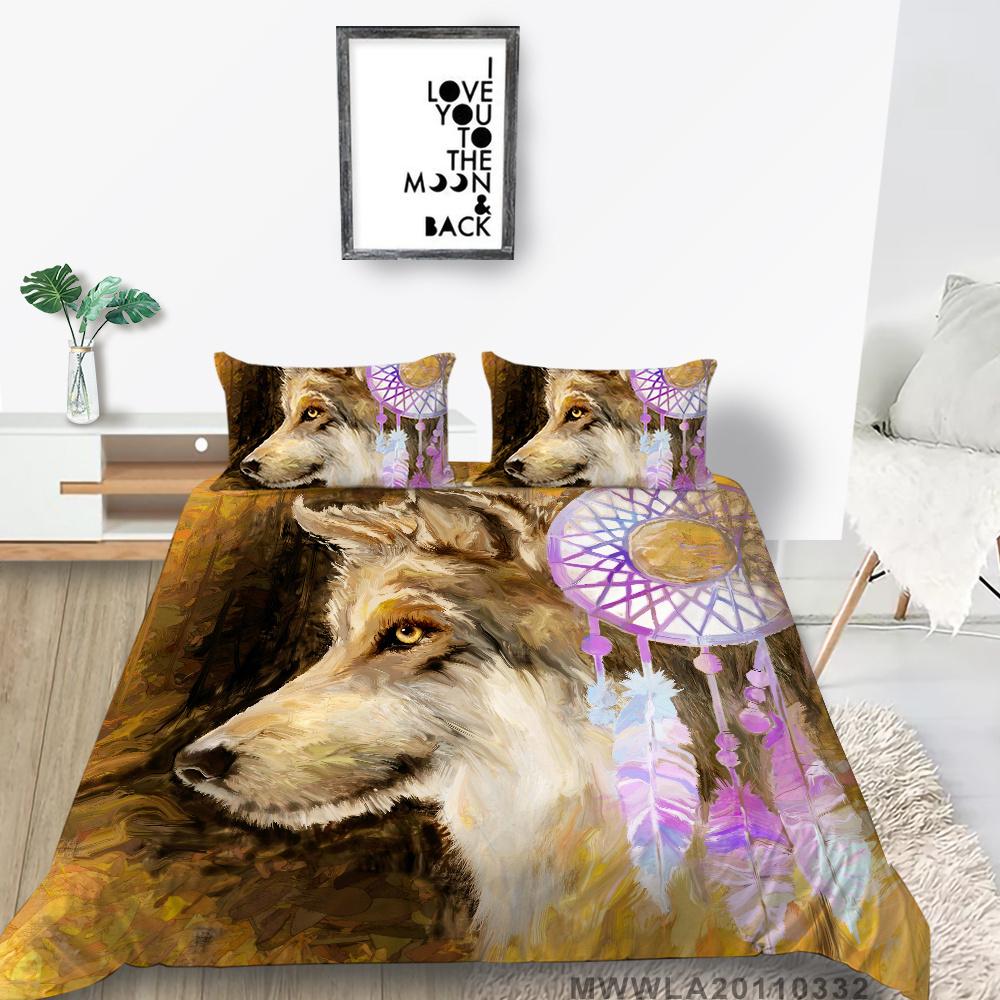 2023 New Style Unique Design Bedding Cover Suit Fashionable Decorative Wolf Printed Home Textiles Queen King Size Bedding