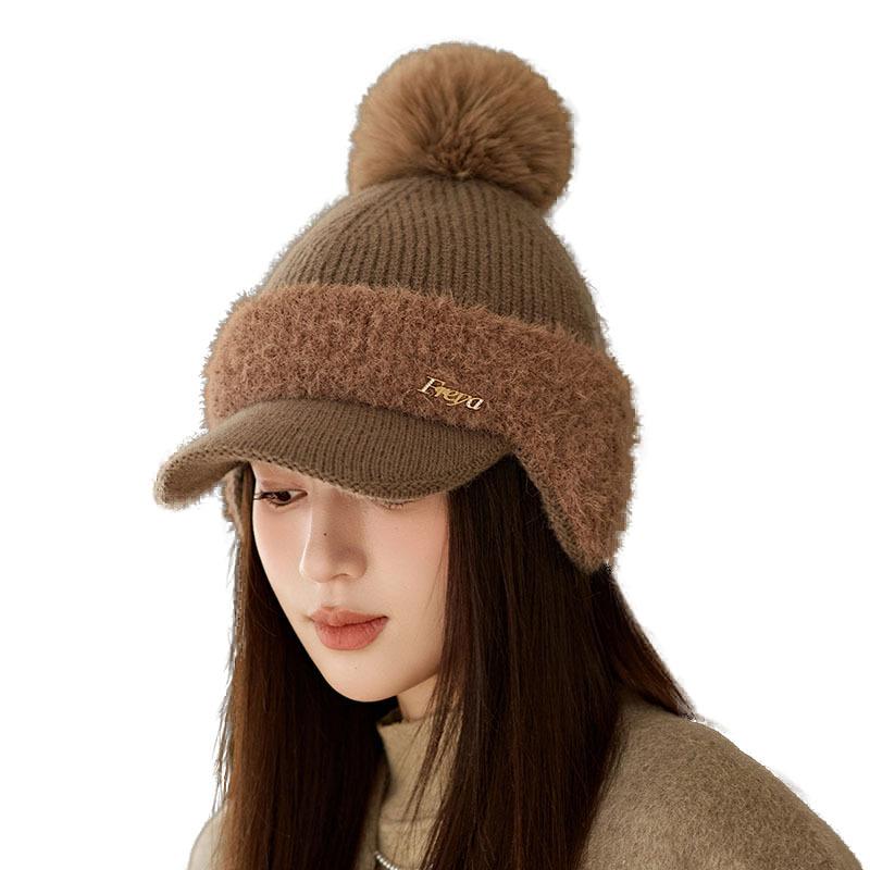 Winter Thick Rabbit Fur Baseball Cap Women's Ear Protection Velvet Knitted Cap
