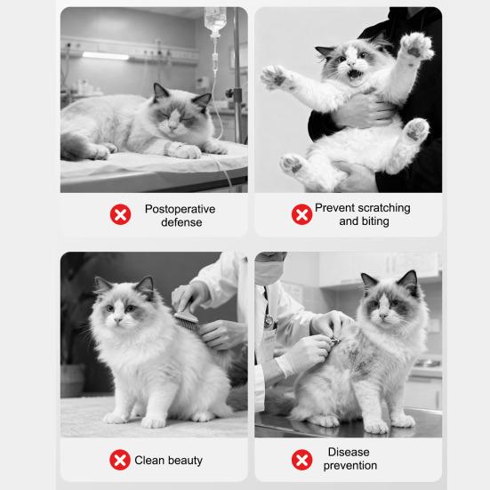 Padded Cat Cone Collar Adjustable Drawstring Pet Recovery Collar Soft Fabric Dog Cone Prevents Licking Biting Wound for Cats And Dogs