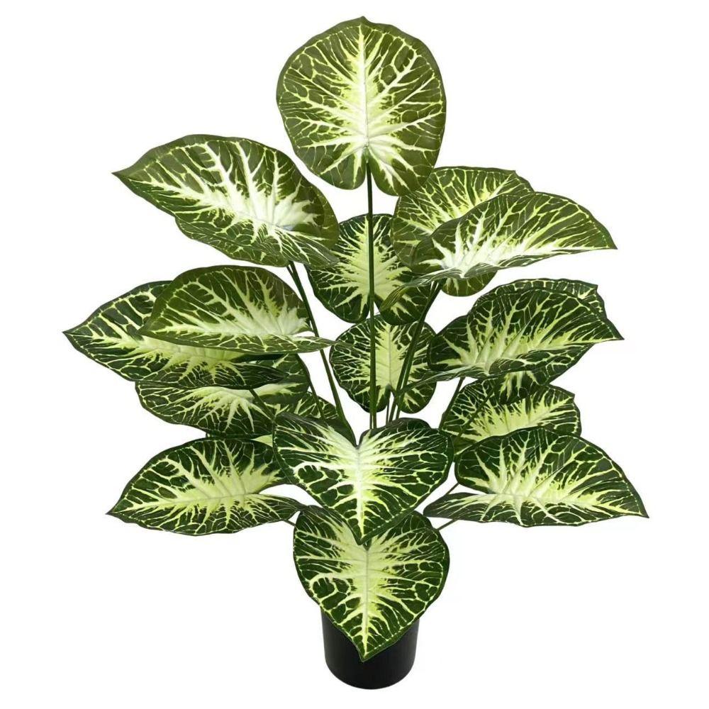 18 Leaves Artificial Tropical Taro Leaf Lifelike Green Taro Leaves  Office Desktop Decoration