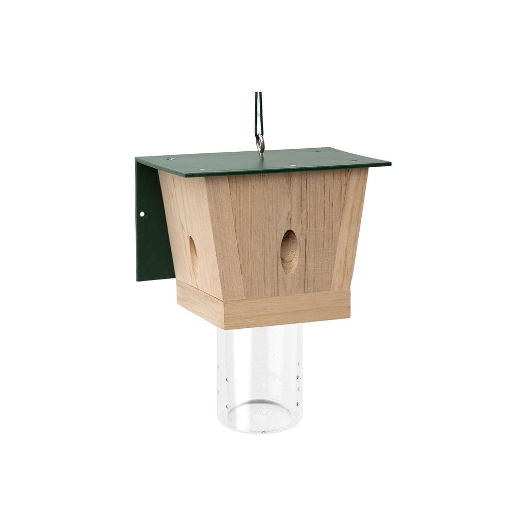 Outdoor Wooden Hanging Bee Trap House Shape Design for Effective Bee Capture with Transparent Collection Chamber