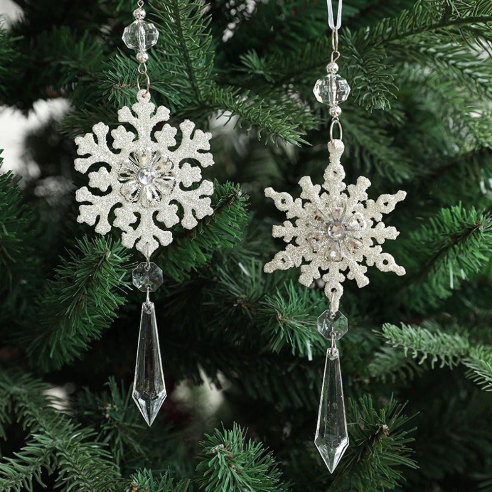 3PCS Party Supplies Christmas Crystal Snowflake Pendant Christmas Tree Decorations New Year