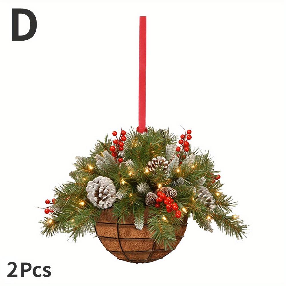 

2 шт. Рождественская цветочная корзина, подвесные украшения, елочная шишка, подвеска, рождественские украшения для дома D-2Pcs