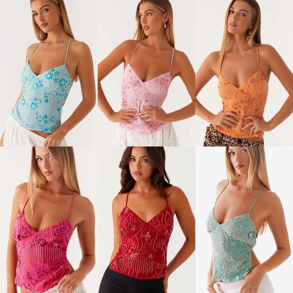 New Women's Embroidered Sequin Vest Camisole - Sexy European & American Style