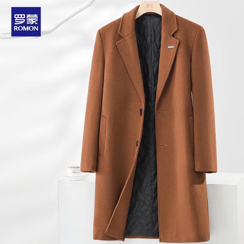 Romens Men's Wool Blend Thickened Mid-Length Winter Coat