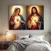 ציור קנבס דתי נוצרי של ישו ומרים הבתולה, לב קדוש, פוסטר אמנותי של ישו הילד הקדוש הקתולי, עיצוב בית נוצרי