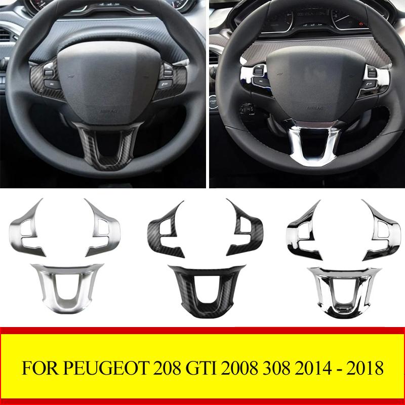 For Peugeot 208 GTI 2008 308 2014 - 2018 Car Steering Wheel Panel Cover Trim Sticker Interior Accessories