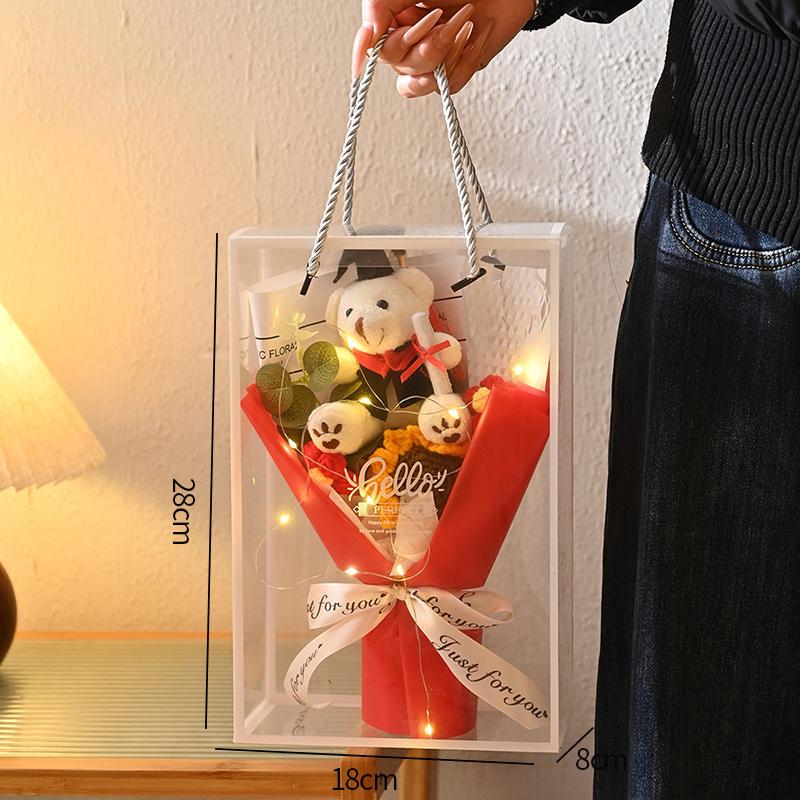 

Graduation Crochet Flower Bouquet Hand Knitted Sunflowers Bear Flower Bouquet Teachers Day Gift Graduation Party Decoration