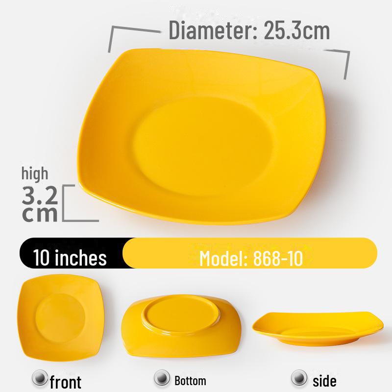 Shatter-Resistant Melamine Square Plate - Durable Imitation Porcelain for Restaurants and Hotels.