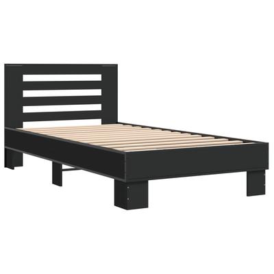 Bed Frame Black 75 X 190 Cm Particleboard and Metal
