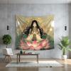 2D Flat Printed Zen Yoga Lotus Meditation Goddess Tapestry Peach Skin Wall Hanging For Bedroom Living Room Aesthetic Home Decor