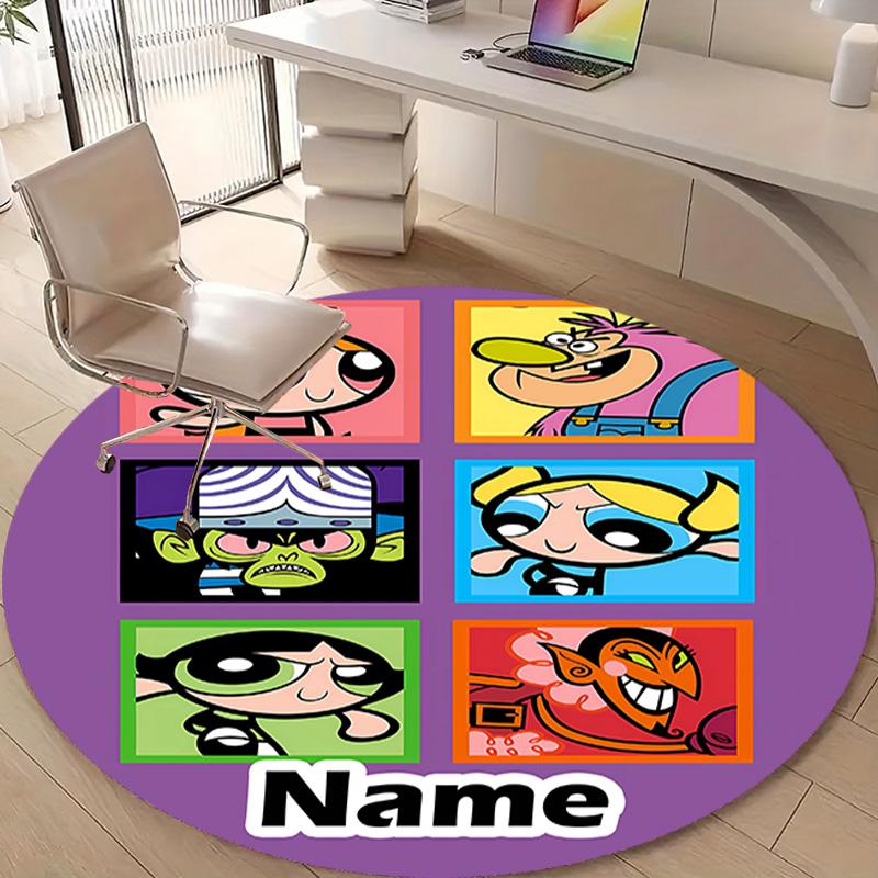 Personalized The Powerpuff Girls Round Chair Office Rug - Perfect for Mat, Office Chair & More - Ideal Gift for Birthdays and Holidays