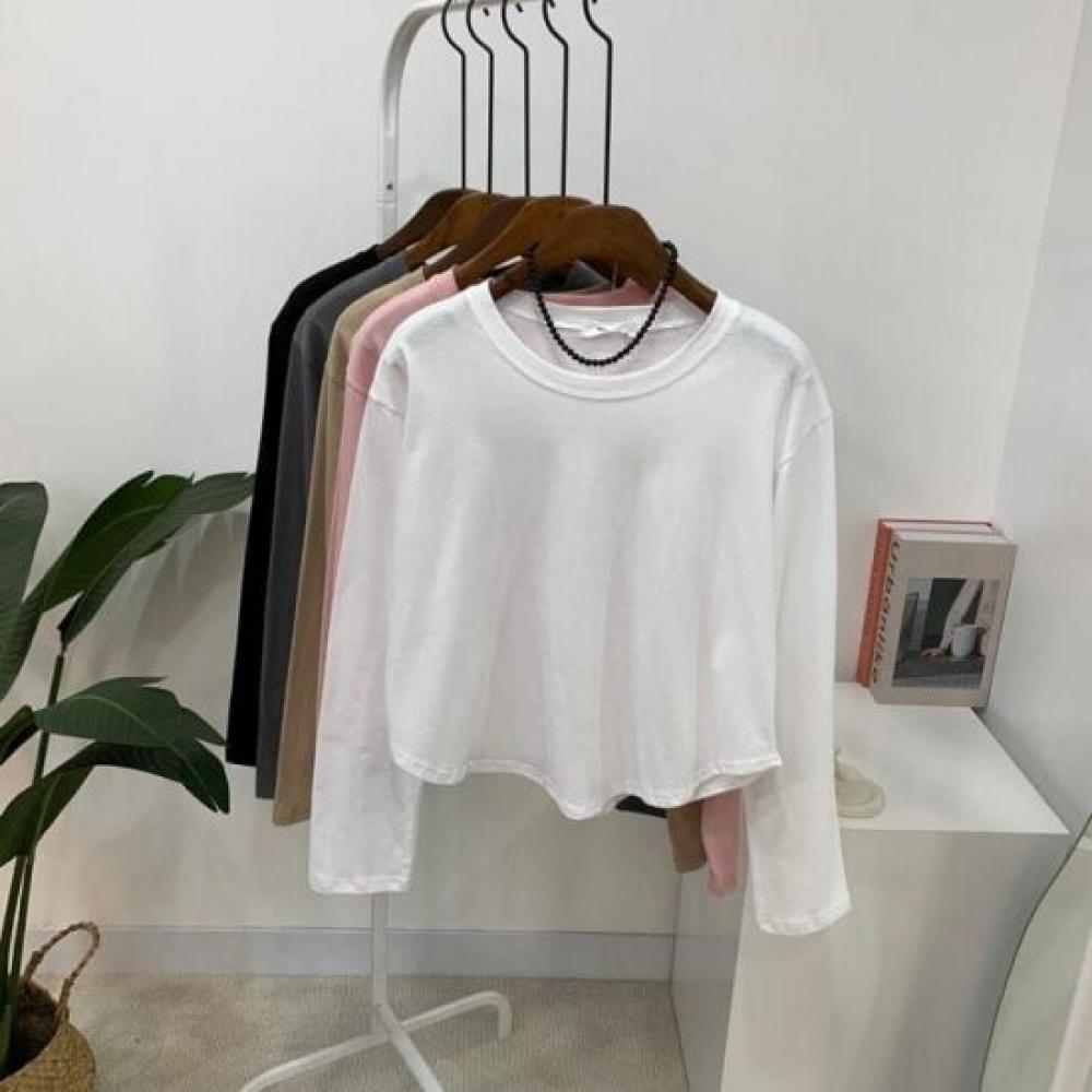 C S In The Room 1 + 1 Yoma Round Hem Crop Long Sleeve T ShirT 5 ColorS