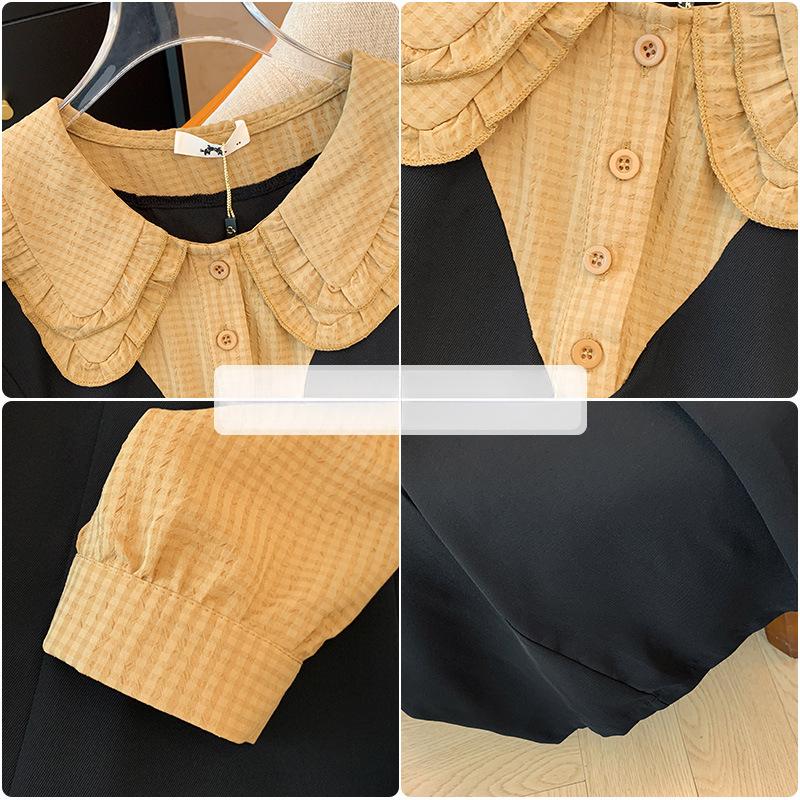 Spring and Autumn Plus Size Women's Dress Doll Collar Long Sleeve Dresses