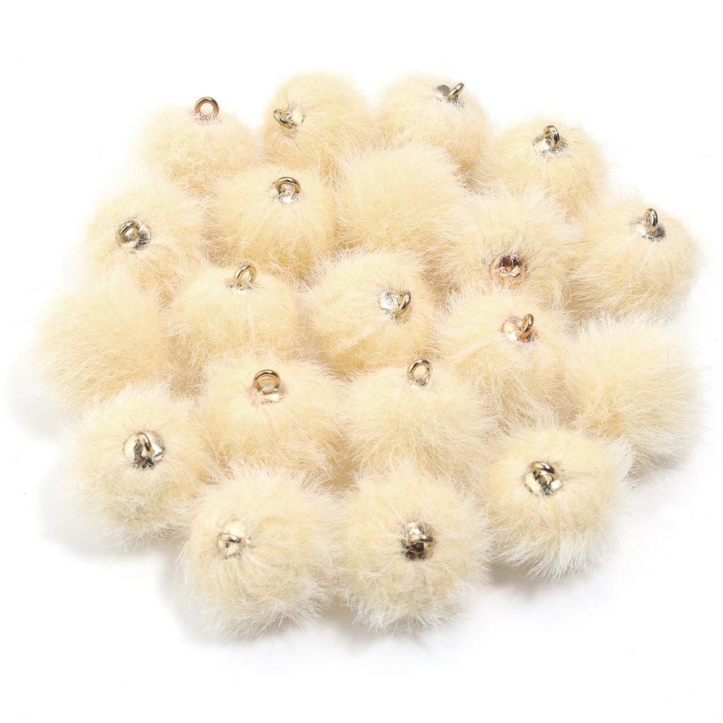 20pcs 16mm Plush Fur Covered Ball Beads Charms Cute Pompom Charms For Jewelry Making DIY Bracelets Necklace Earrings Accessories