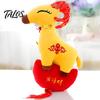 Soft Polyester Plush Decor Chinese New Year Goat Ornaments, Zodiac of Stuffed Lucky Wealth Symbol Dolls, Embroidery Hanging for Spring Festival, Party