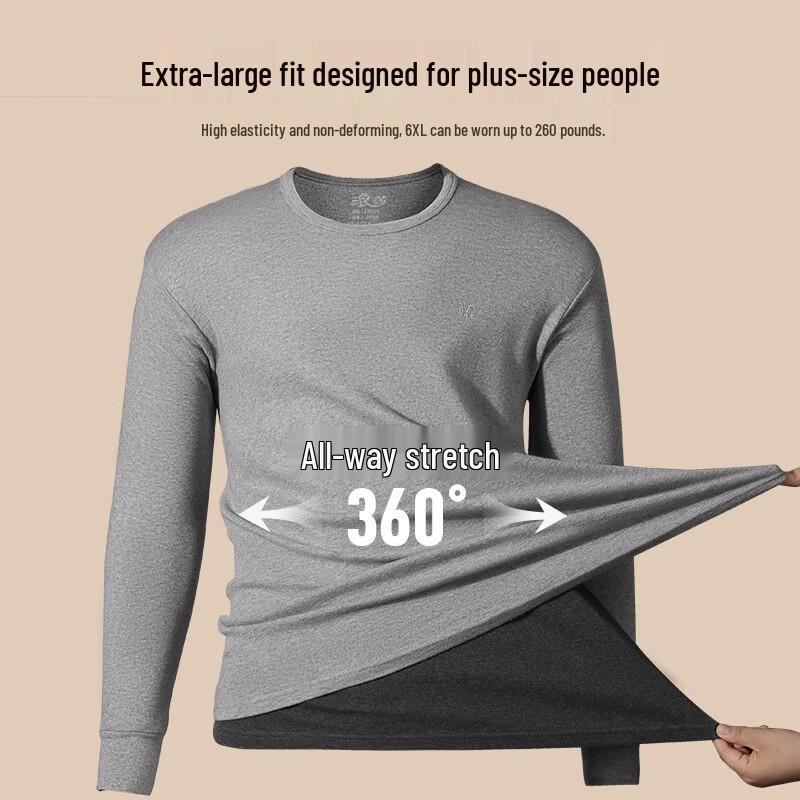 Langsha Men's Plus Size 100% Cotton Thermal Underwear Set