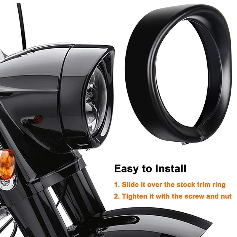 

Headlight Trim Ring 7Inch Black Visor Type Motorcycle Trim Ring For Softail Street Glide Road King Electra Glide чёрный