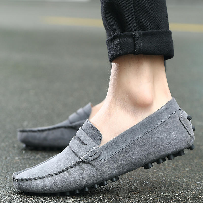 Fashion Men Casual Shoes Fashion Men Shoes Handmade Suede Mens Loafers Moccasins Slip On Mens Flats Male Driving Shoes Blue Size 46