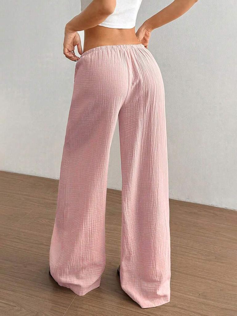 2026 Summer Women's Crinkled Cotton High-Waist Casual Trousers