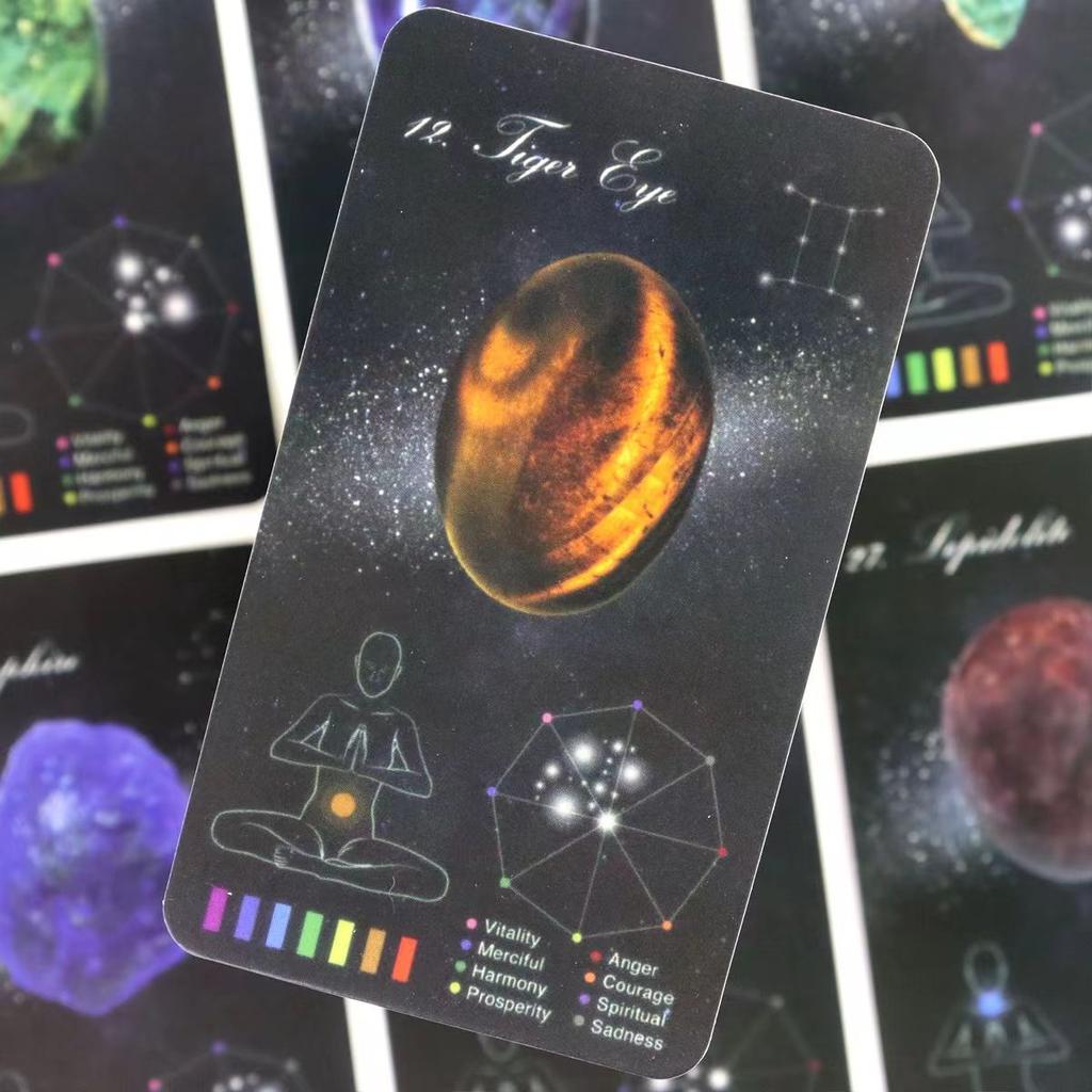 Léčivé karty 10,3*6cm krystaly, elektronický průvodce hry Oracle Deck Games 60 ks karet (48 křišťálových karet a 12 karet zvěrokruhu)