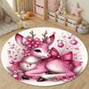 Elegant Round Cat Multicolor Accent Rug, Non-Slip Floor Mat for Laundry Room
