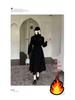 Plus Size French Velvet Campanula Two-Piece Autumn/Winter Dress - Waist-Cinched, Slimming Mid-Length.
