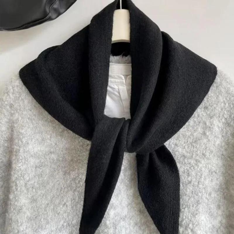 Wool Knitted Scarf For Woman Multi-functional Warm Triangular Muffler Women Headscarf Winter Warm Knitting Neckerchief Hair Wrap