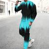 Men Black Cyan Brush Stroke Drip Gradient Print Long Sleeve Sweatshirt Jogger Pants Two Piece Suit