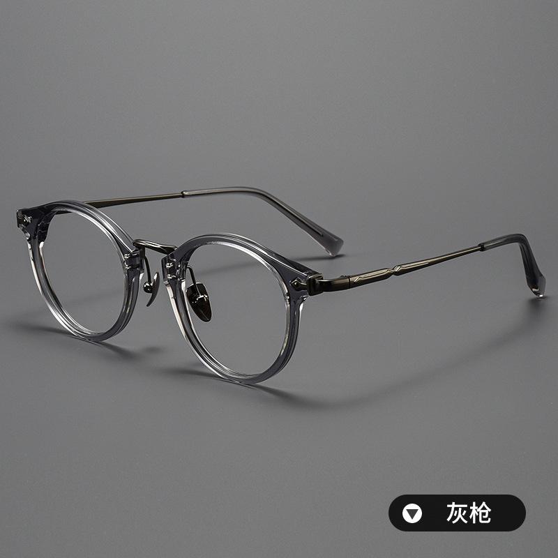 

High Quality Japaness Acetate and Titanium Eyeglasses for Men Round Reading Glasses Prescription Eyeglasses 0