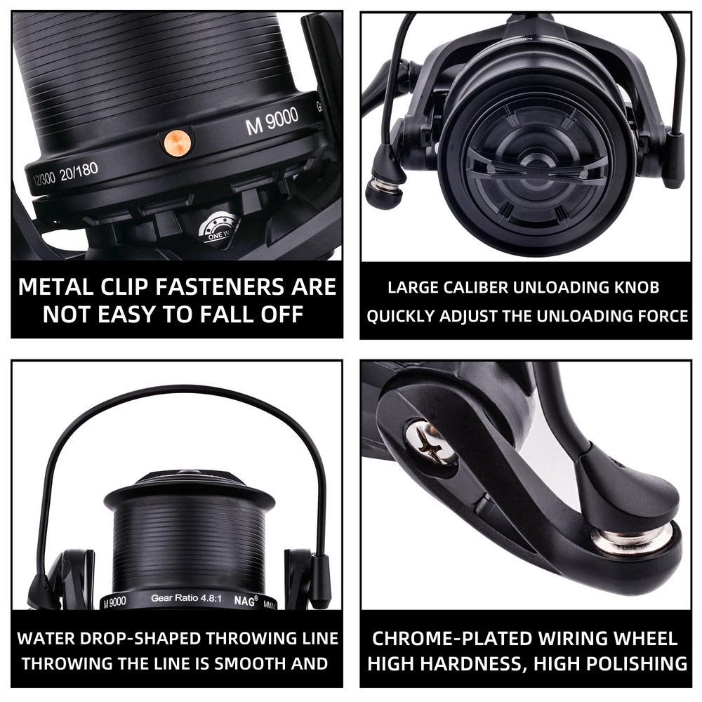 All-Metal Gapless Long-Casting Spinning Reel with Oblique Mouth for Sea Fishing, Model 14000.