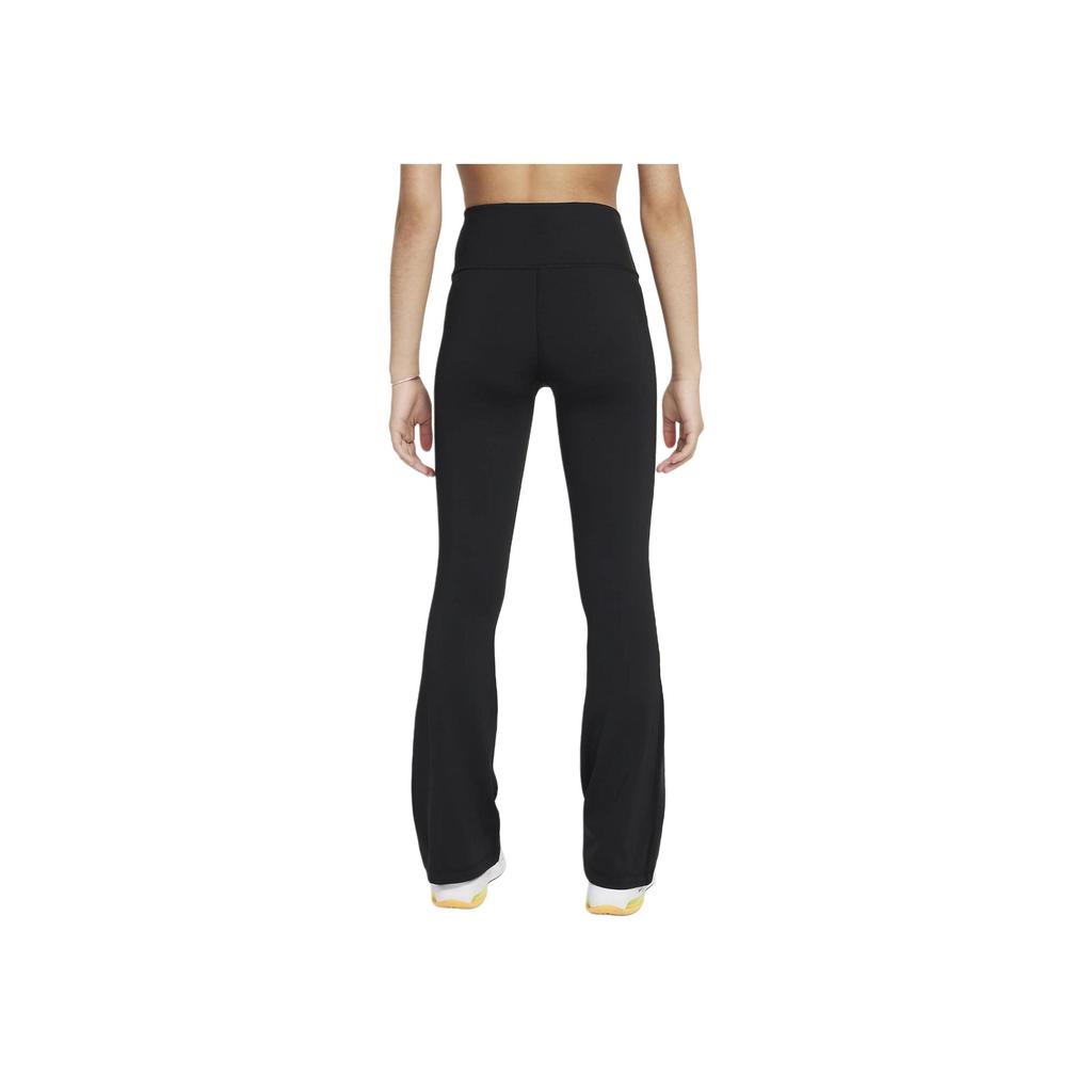 Nike One Dri-FIT Flared Leggings Black White For Girls FZ5609-010