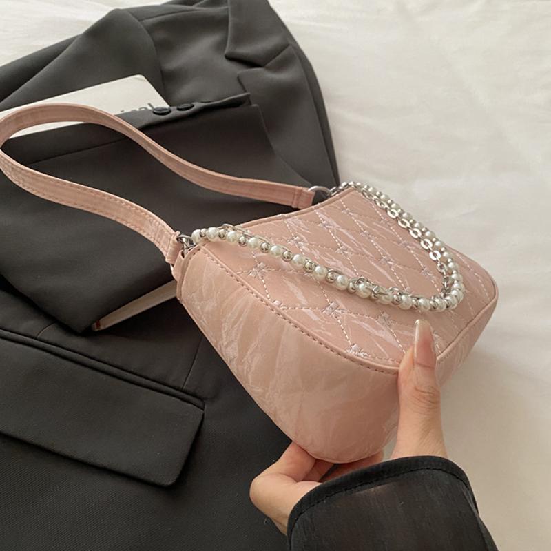 Bow Embroidery Women's Phone Shoulder Bags Thread Design Casual Ladies Underarm Bag Portable Pearl Chain Handbags Purse