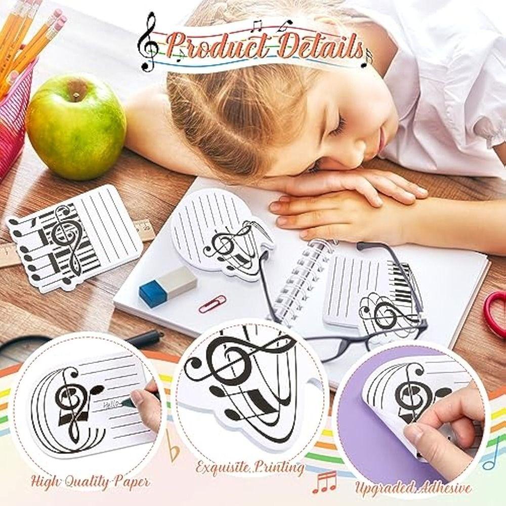 10Pcs/Set Various Music Shapes Music-themed Notepads Self-adhesive Writing Memo Pad  Notebooks